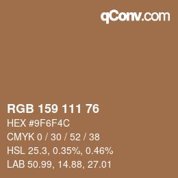 Código de color: RGB 159 111 76 | qconv.com
