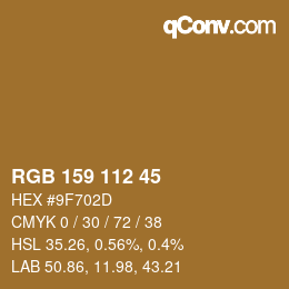 Color code: RGB 159 112 45 | qconv.com