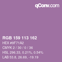 Color code: RGB 159 113 162 | qconv.com