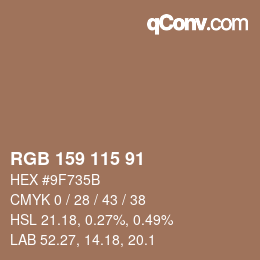 カラーコード: RGB 159 115 91 | qconv.com