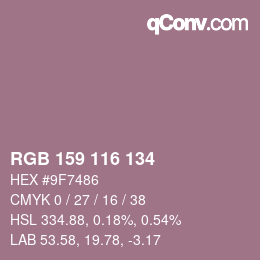 Color code: RGB 159 116 134 | qconv.com