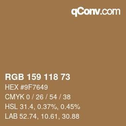 Farbcode: RGB 159 118 73 | qconv.com