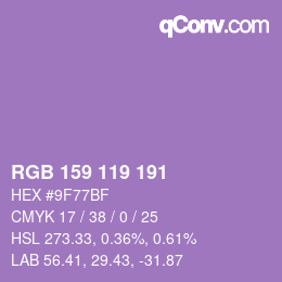 カラーコード: RGB 159 119 191 | qconv.com
