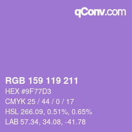カラーコード: RGB 159 119 211 | qconv.com