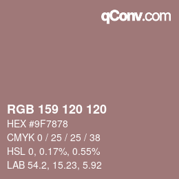 カラーコード: RGB 159 120 120 | qconv.com