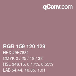 Color code: RGB 159 120 129 | qconv.com