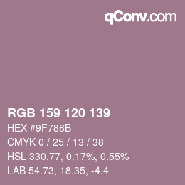 Color code: RGB 159 120 139 | qconv.com