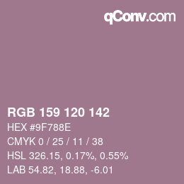 Farbcode: RGB 159 120 142 | qconv.com