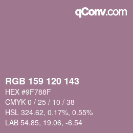 カラーコード: RGB 159 120 143 | qconv.com