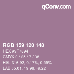 カラーコード: RGB 159 120 148 | qconv.com