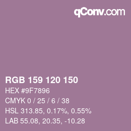カラーコード: RGB 159 120 150 | qconv.com