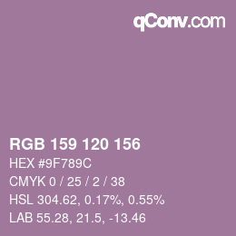 カラーコード: RGB 159 120 156 | qconv.com