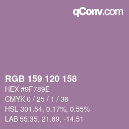 カラーコード: RGB 159 120 158 | qconv.com
