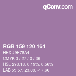 カラーコード: RGB 159 120 164 | qconv.com