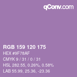 カラーコード: RGB 159 120 175 | qconv.com