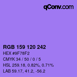 颜色代码: RGB 159 120 242 | qconv.com
