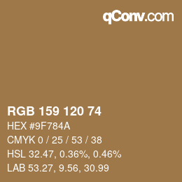 Farbcode: RGB 159 120 74 | qconv.com