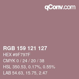 颜色代码: RGB 159 121 127 | qconv.com