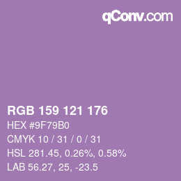 カラーコード: RGB 159 121 176 | qconv.com