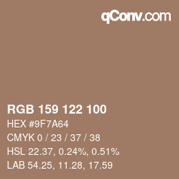 カラーコード: RGB 159 122 100 | qconv.com