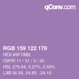 カラーコード: RGB 159 122 178 | qconv.com