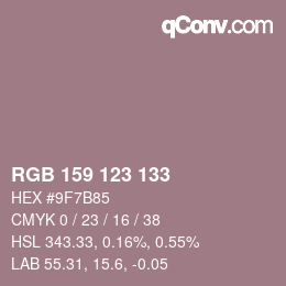 Color code: RGB 159 123 133 | qconv.com