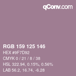 カラーコード: RGB 159 125 146 | qconv.com