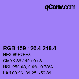 カラーコード: RGB 159 126.4 248.4 | qconv.com
