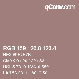 カラーコード: RGB 159 126.8 123.4 | qconv.com