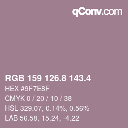 カラーコード: RGB 159 126.8 143.4 | qconv.com