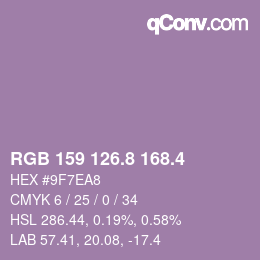 カラーコード: RGB 159 126.8 168.4 | qconv.com