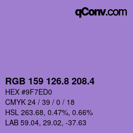 カラーコード: RGB 159 126.8 208.4 | qconv.com