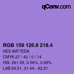 カラーコード: RGB 159 126.8 218.4 | qconv.com