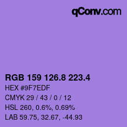 カラーコード: RGB 159 126.8 223.4 | qconv.com