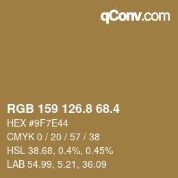 カラーコード: RGB 159 126.8 68.4 | qconv.com