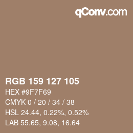 Code couleur: RGB 159 127 105 | qconv.com