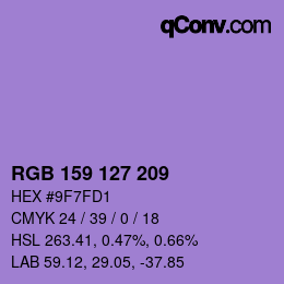 Color code: RGB 159 127 209 | qconv.com