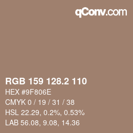 カラーコード: RGB 159 128.2 110 | qconv.com