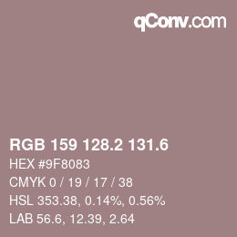 カラーコード: RGB 159 128.2 131.6 | qconv.com