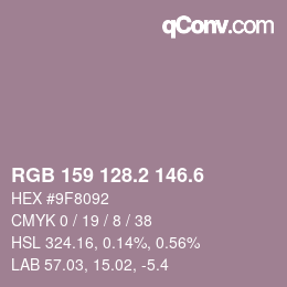 カラーコード: RGB 159 128.2 146.6 | qconv.com