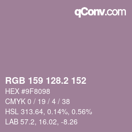 カラーコード: RGB 159 128.2 152 | qconv.com
