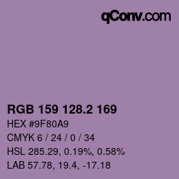 カラーコード: RGB 159 128.2 169 | qconv.com