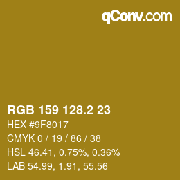 カラーコード: RGB 159 128.2 23 | qconv.com