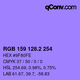 カラーコード: RGB 159 128.2 254 | qconv.com