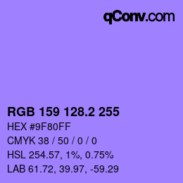 カラーコード: RGB 159 128.2 255 | qconv.com