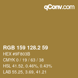 カラーコード: RGB 159 128.2 59 | qconv.com