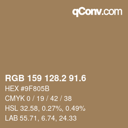 カラーコード: RGB 159 128.2 91.6 | qconv.com