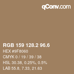 カラーコード: RGB 159 128.2 96.6 | qconv.com