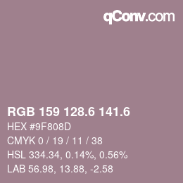 カラーコード: RGB 159 128.6 141.6 | qconv.com