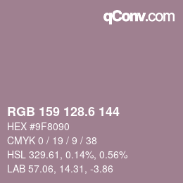 カラーコード: RGB 159 128.6 144 | qconv.com